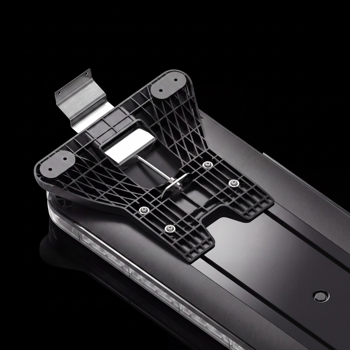 Feniex Lightbar Brackets on the black stage