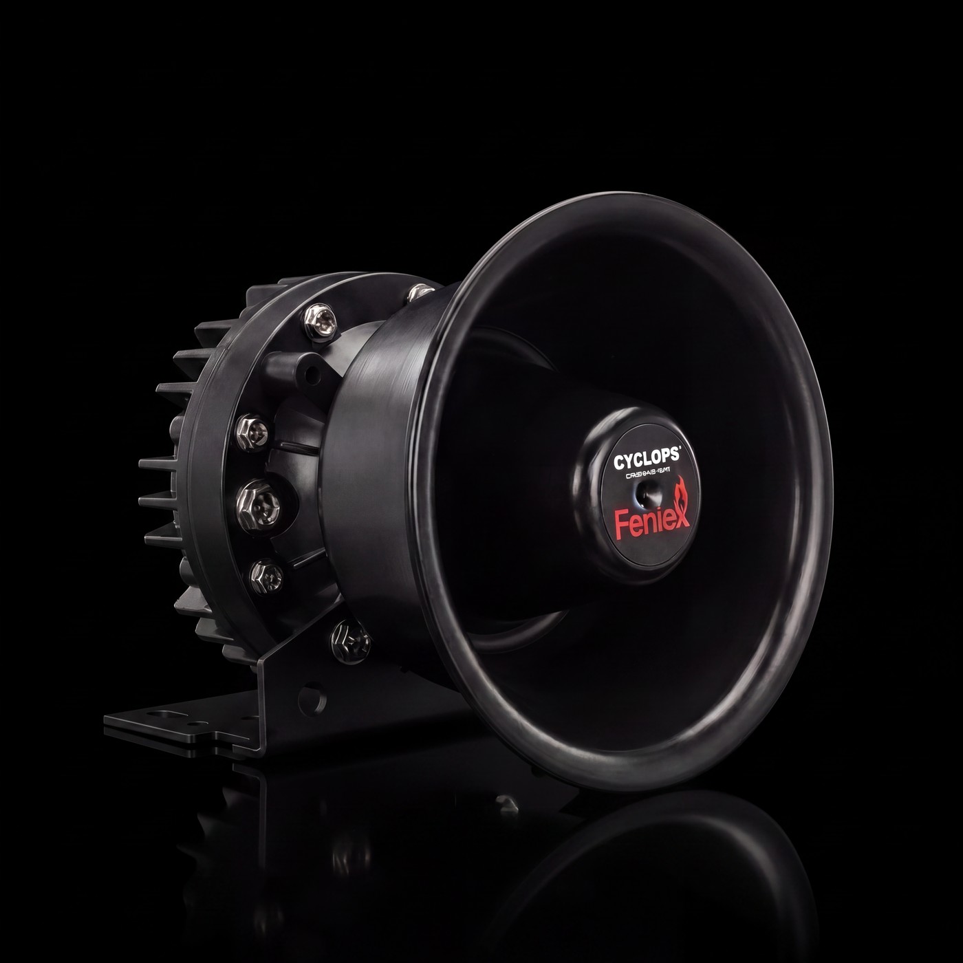 Feniex Cyclops 100W on the black stage