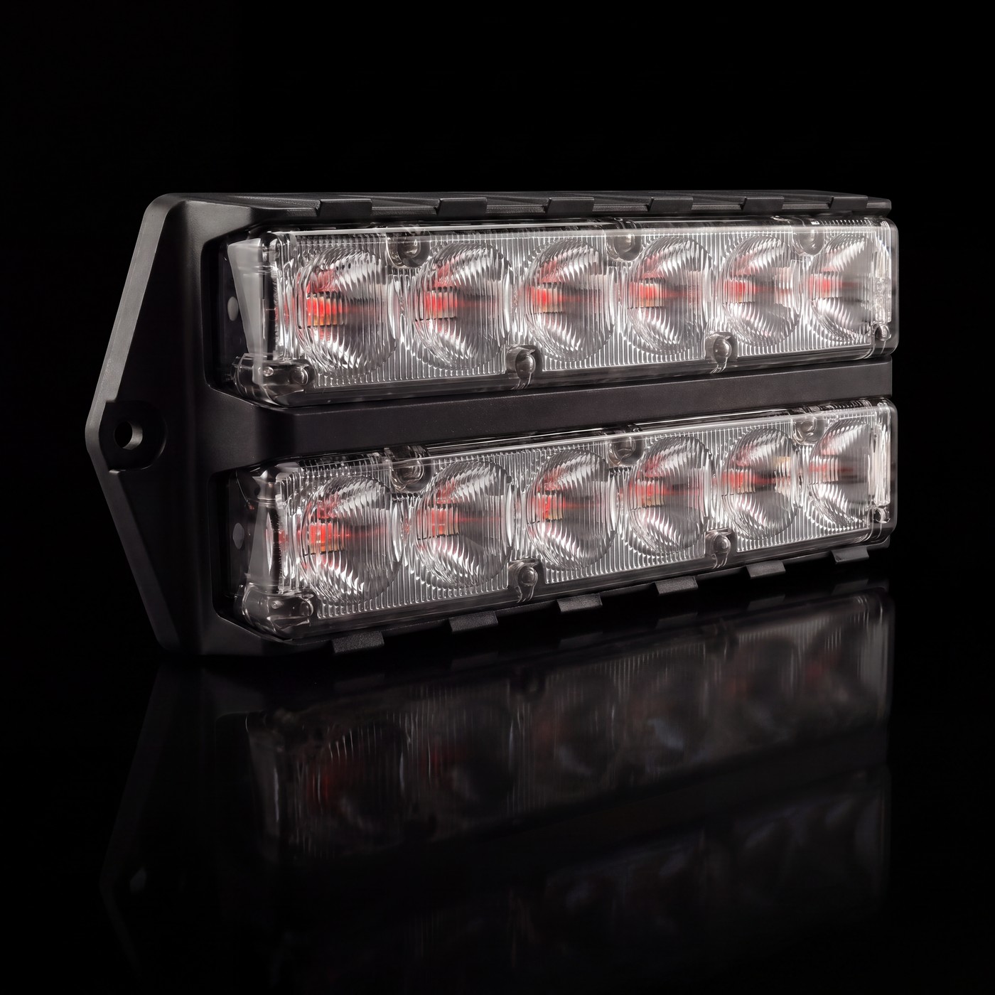 Feniex Fusion Double Surface Mount on the black stage
