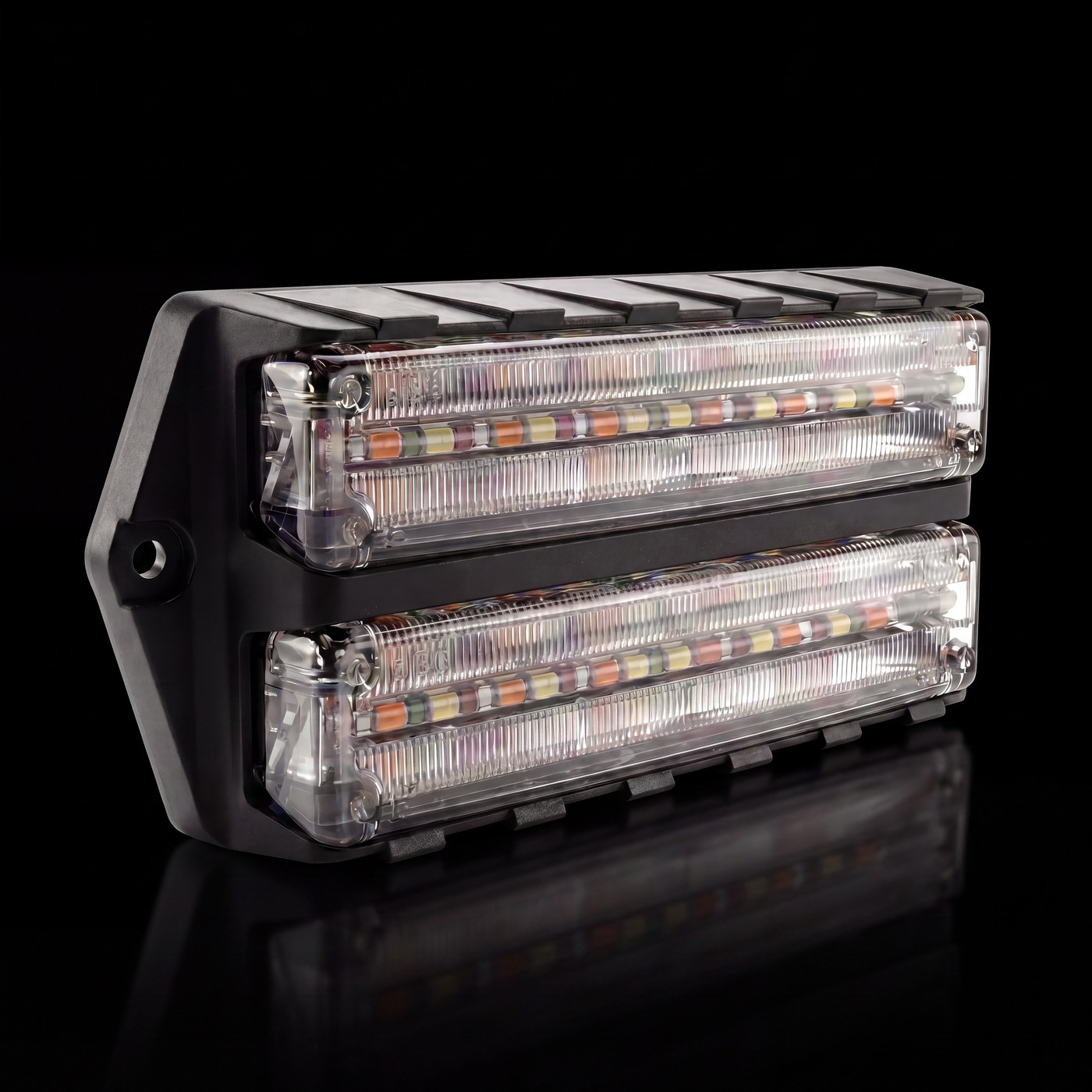Feniex Q Surface Mount Double on the black stage