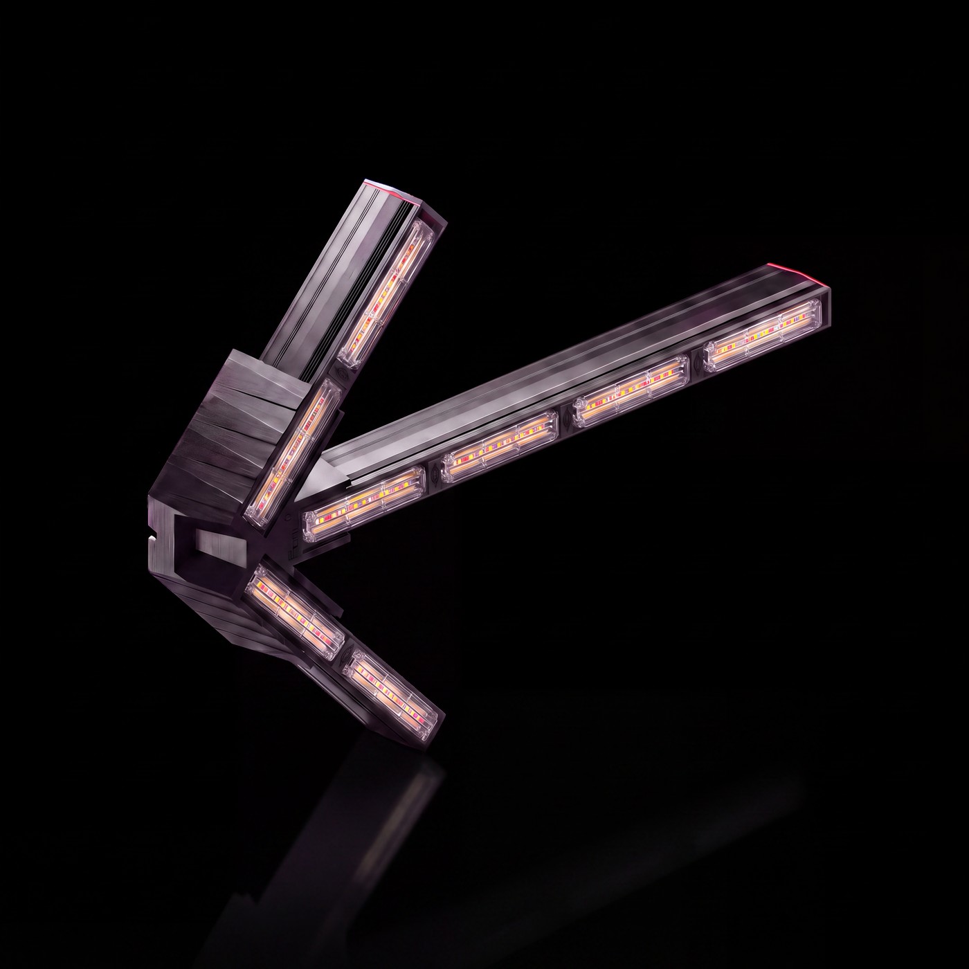 Feniex Quantum Split Arrow lightbar on the black stage