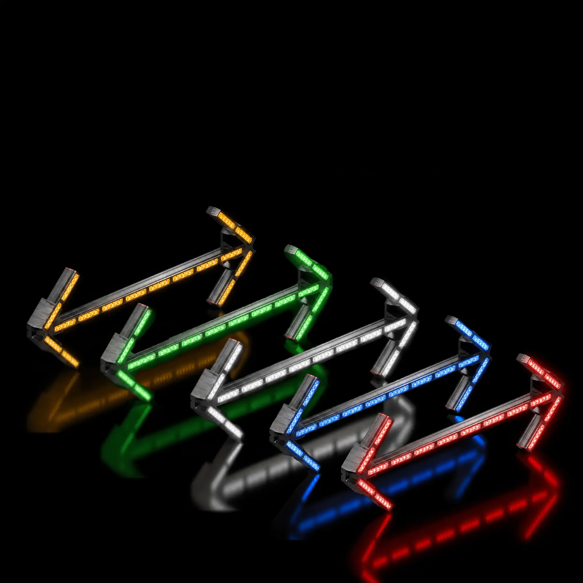 Fusion Arrow — lit, all five colors