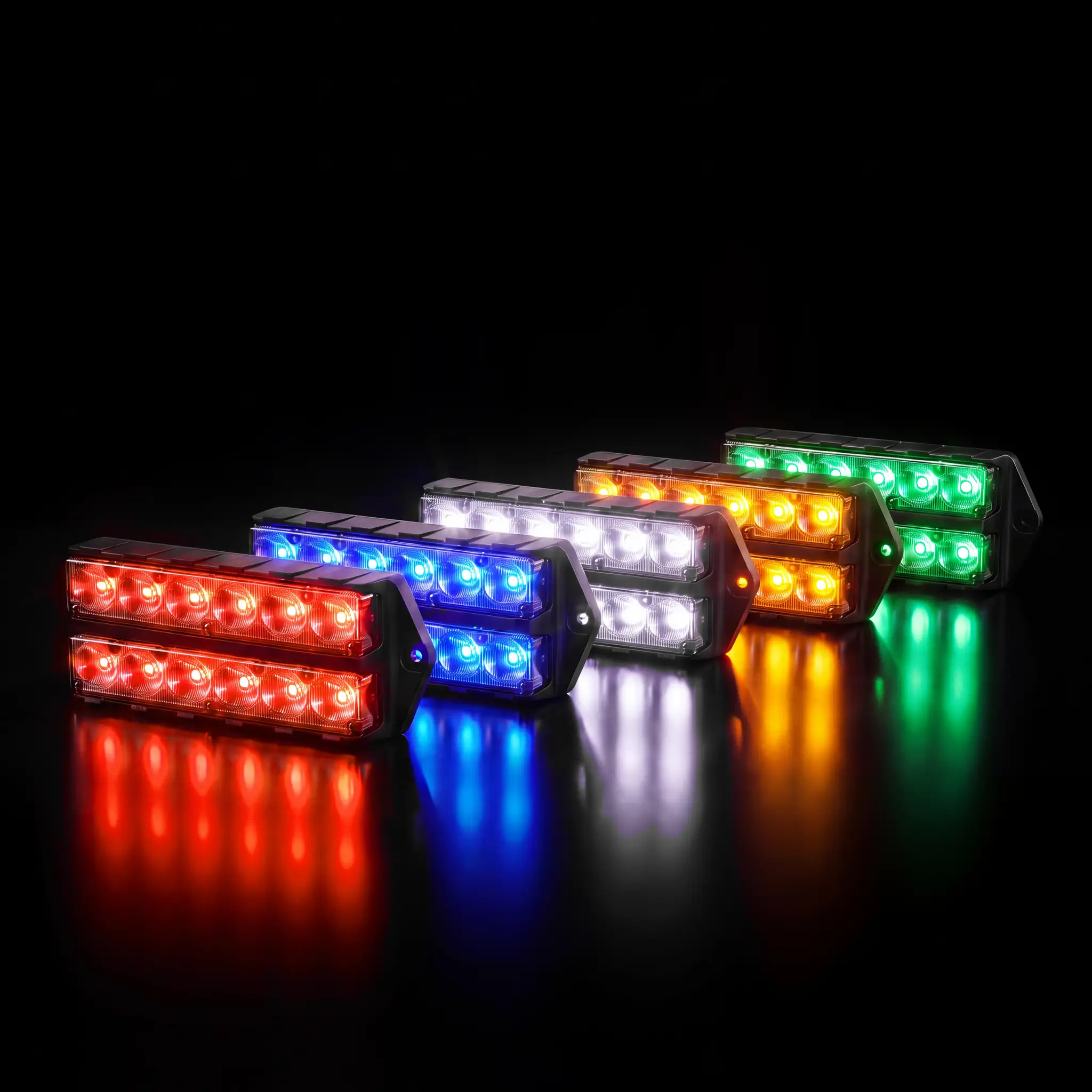 Fusion Double Surface Mount — lit, all five colors