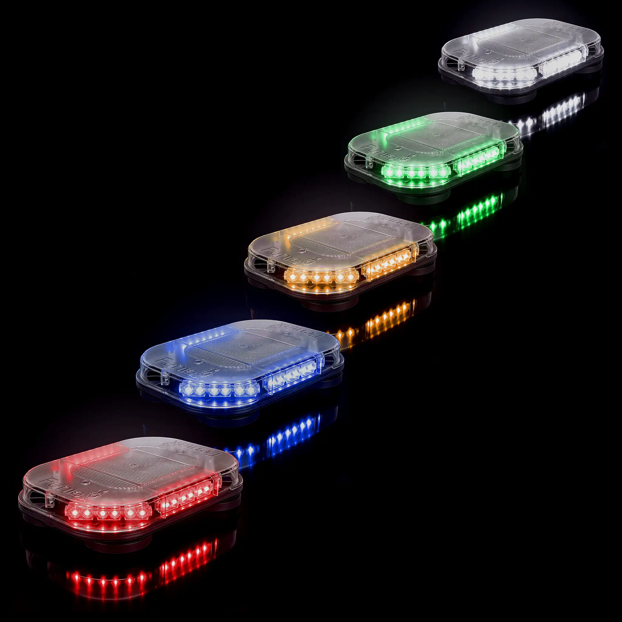 Fusion Mini 12 — lit, all five colors