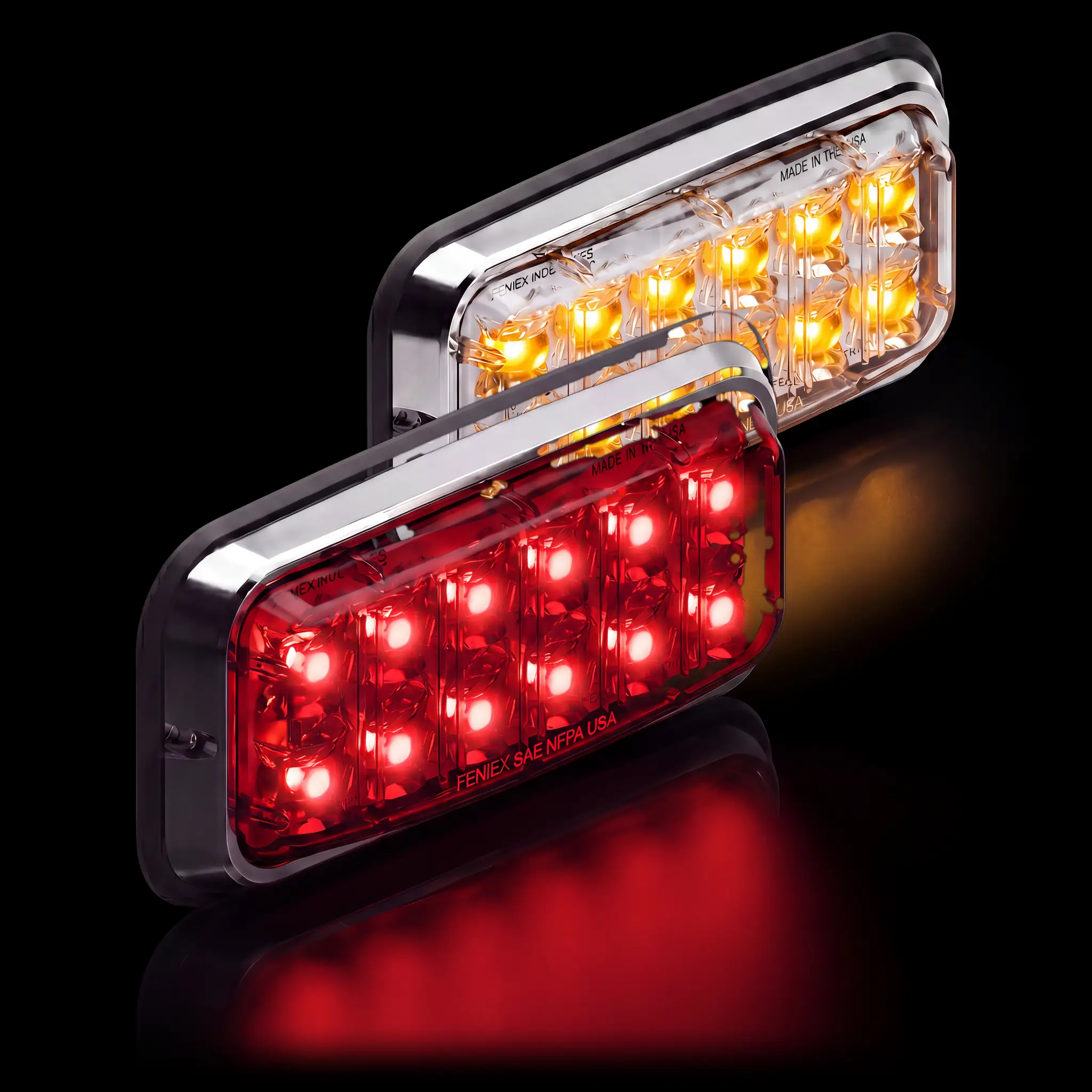 Brake-Tail-Turn Lux 7x3 — lit, all five colors