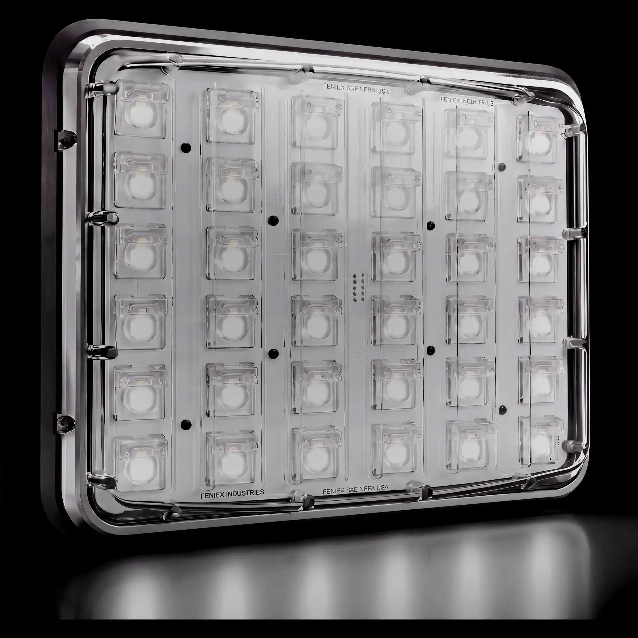 Down Lux 9x7 — lit, all five colors